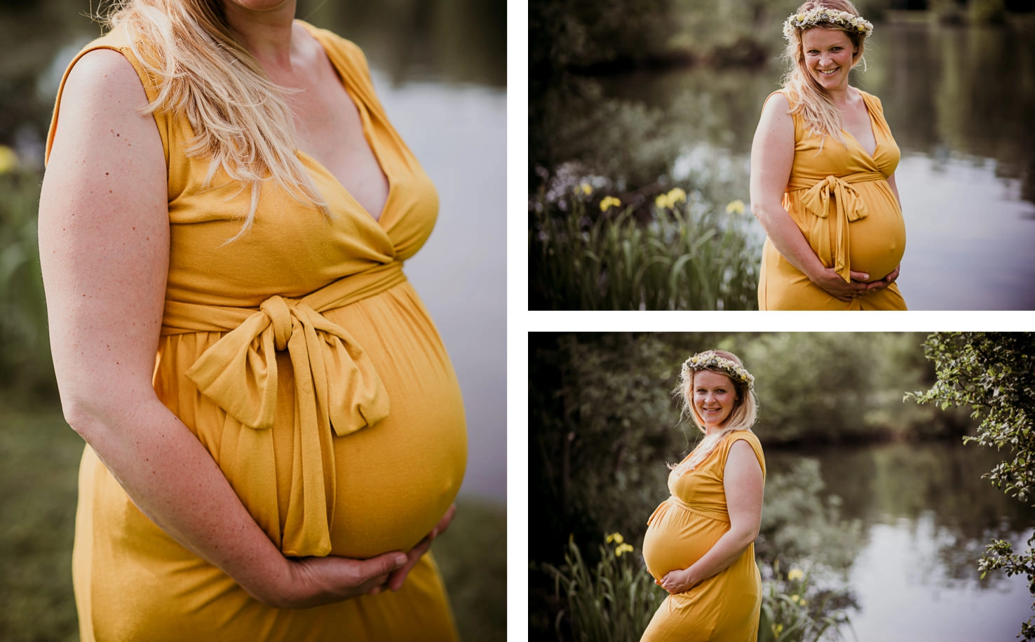 Schwangerschaftsoutfits für dein Babybauchshooting - Knielanges Kleid in Gelb - Mica Zeitz Fotografie, München, Pfaffenhofen, Regensburg, Ingolstadt