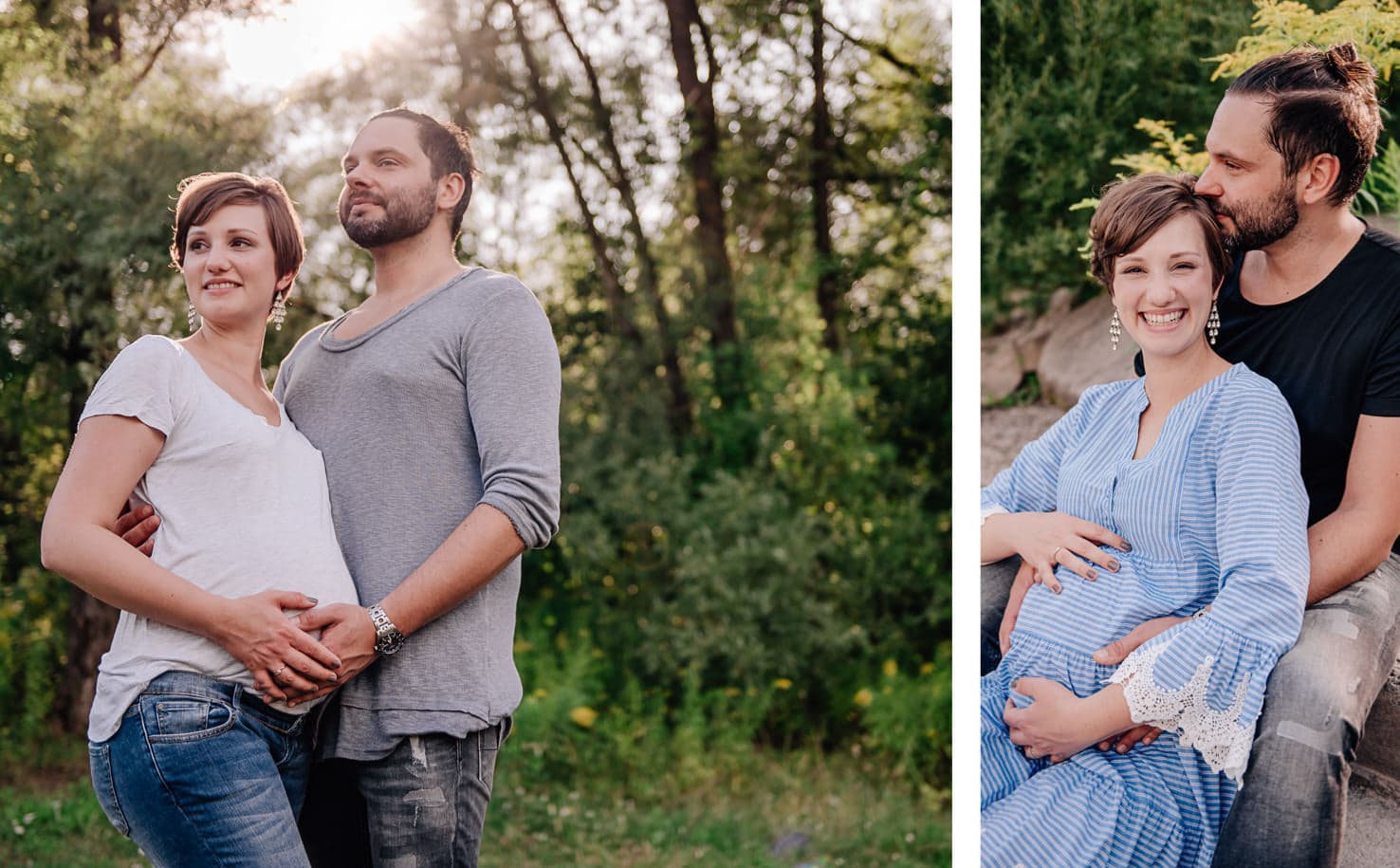 Moderne und natürliche Babybauchfotografie von Jung und Wild design in der Natur