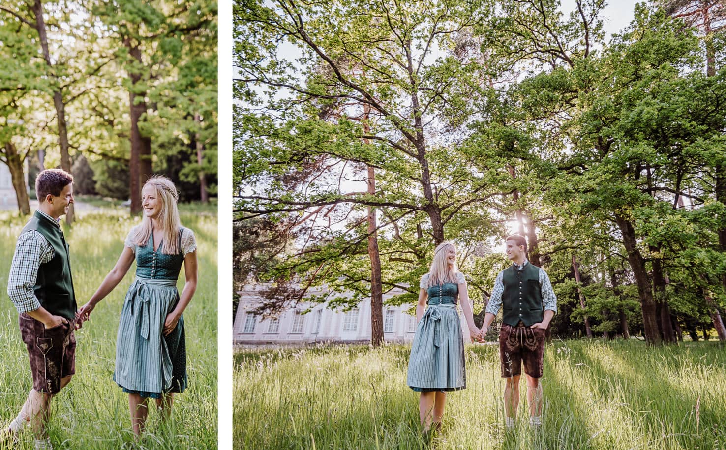 Engagementshoot in München, Paarfotos in der Abendsonne, Pärchenbilder von Jung und Wild design