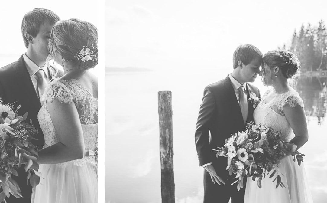 Hochzeitsportraits am Starnberger See im LaVilla am Steg, Weddingshoot mit Sonne im Herbst, Jung und Wild design