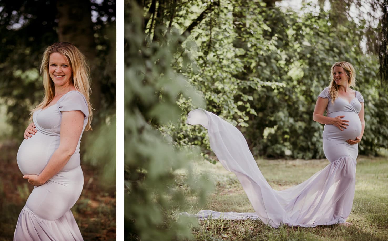 Schwangerschaftsoutfits für dein Babybauchshooting - Langes Kleid mit Schleppe in Taupe - Mica Zeitz Fotografie, München, Pfaffenhofen, Regensburg, Ingolstadt