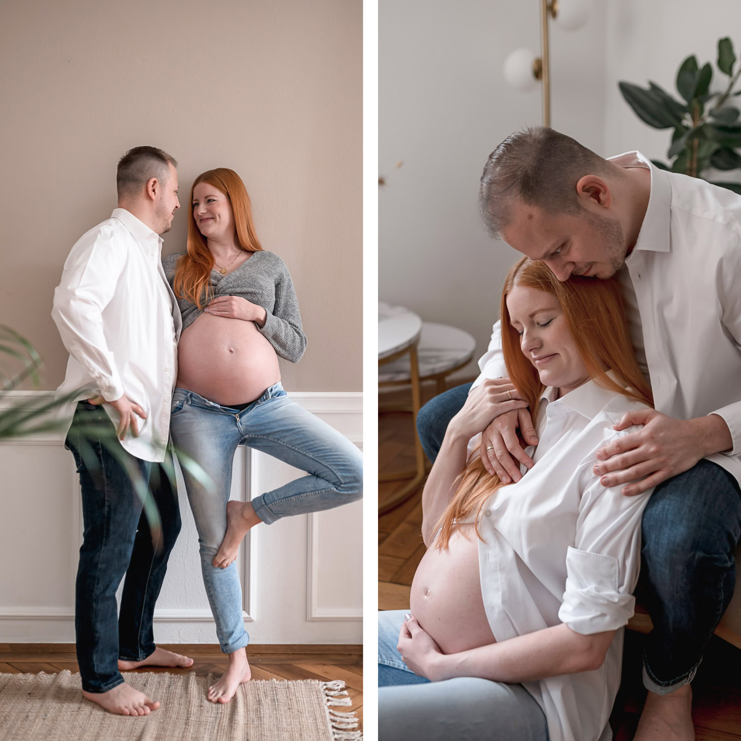 In den einfühlsamen Schwangerschaftsfotos von Fotografin Mica Zeitz strahlen Zärtlichkeit und Vorfreude aus, während das Paar liebevoll um den Babybauch posiert. Diese emotionalen Momentaufnahmen fangen die Schönheit und Intimität der Erwartung eines neuen Lebens perfekt ein.