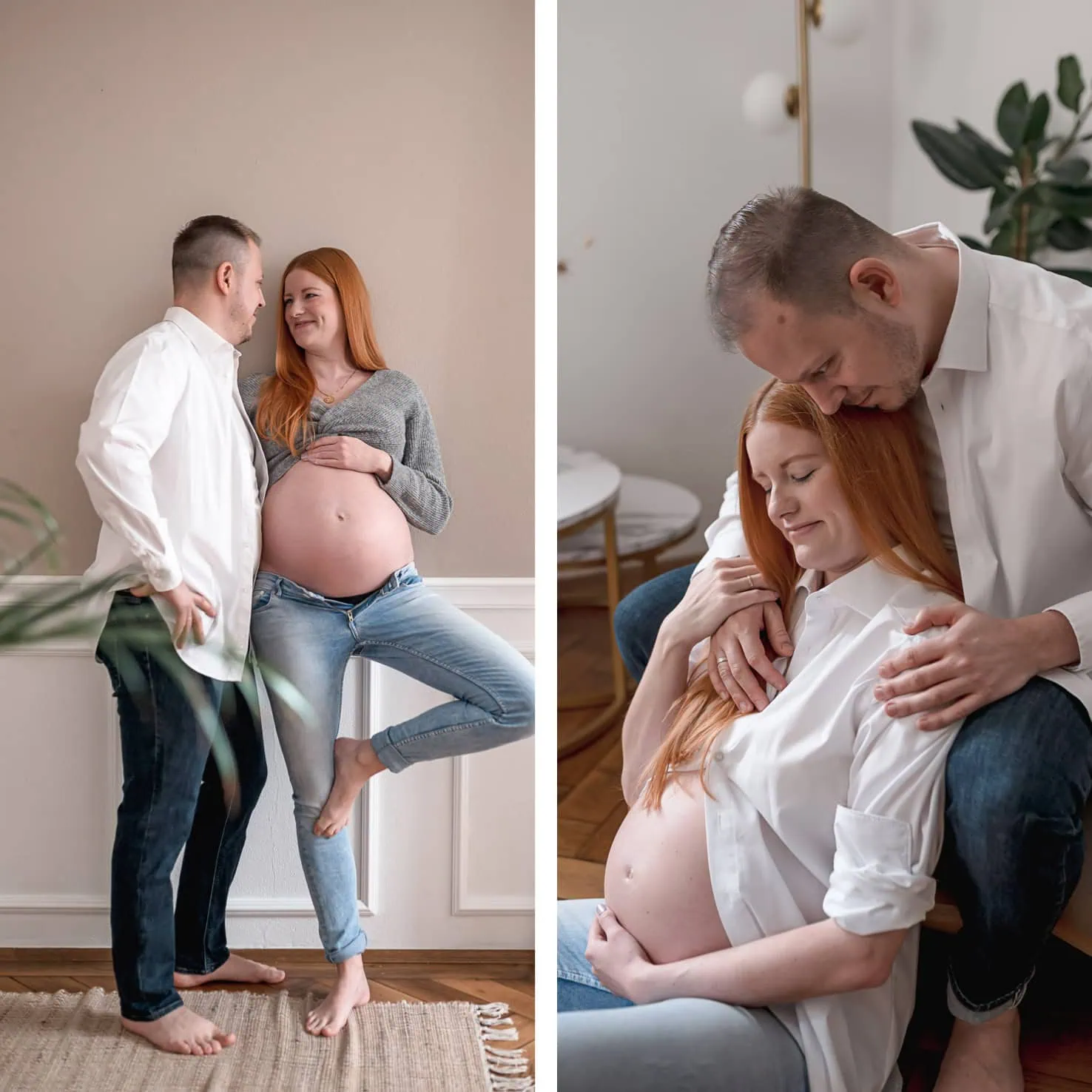 In den einfühlsamen Schwangerschaftsfotos von Fotografin Mica Zeitz strahlen Zärtlichkeit und Vorfreude aus, während das Paar liebevoll um den Babybauch posiert. Diese emotionalen Momentaufnahmen fangen die Schönheit und Intimität der Erwartung eines neuen Lebens perfekt ein.