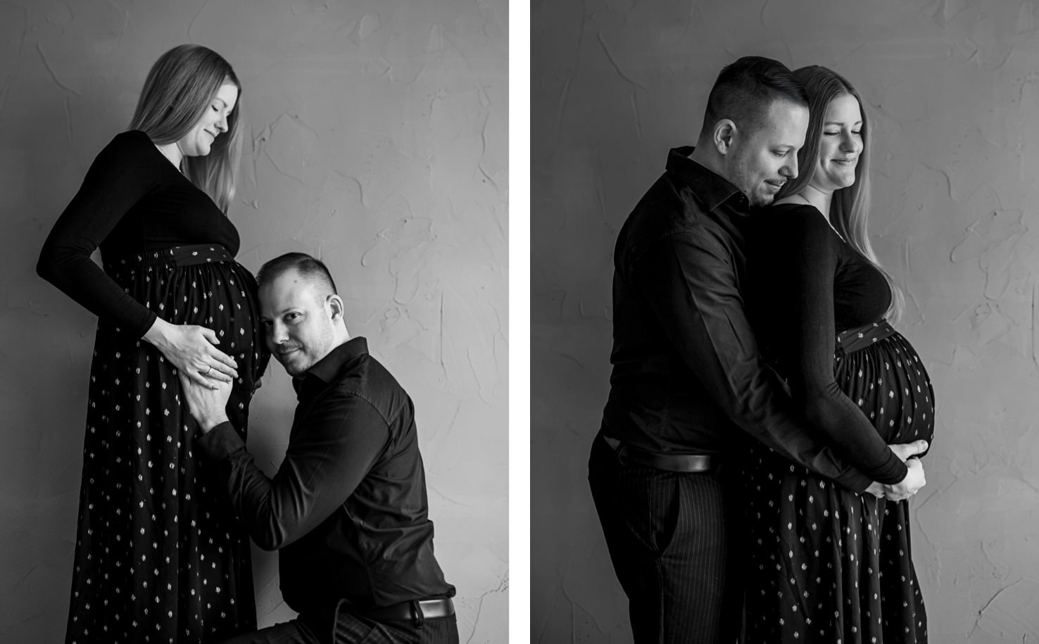 In diesen emotionalen Schwarz-Weiß-Porträts von der Fotografin Mica Zeitz wird die Vorfreude auf das Neugeborene eindrucksvoll eingefangen, während ein werdendes Elternpaar liebevoll miteinander interagiert. Die intimen Momente und die stilvolle Präsentation des Babybauchs machen das Bild zu einer perfekten Wahl für Schwangerenfotografie und Familienporträts.